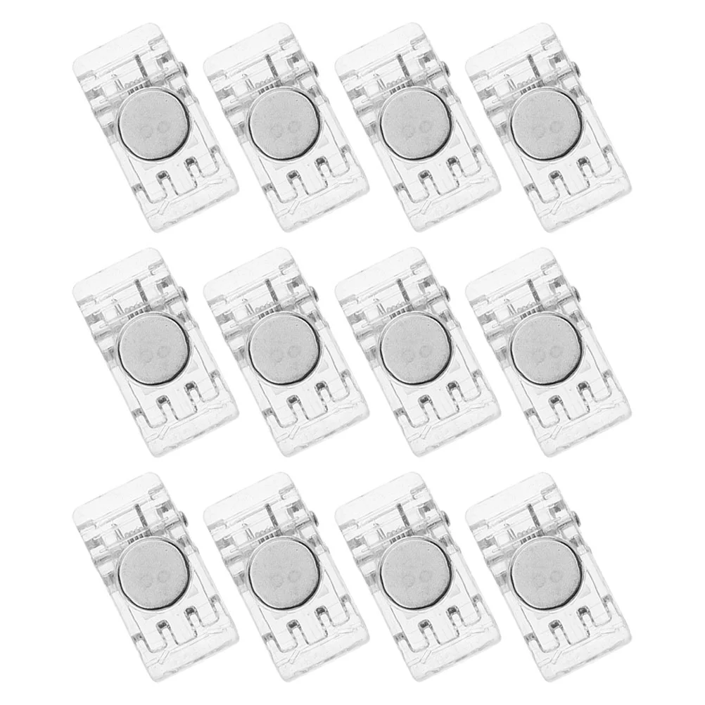 12 Pcs Clip Kitchen Refrigerator Magnetic Clips Transparent Clothespins for Locker Whiteboard Spring Office