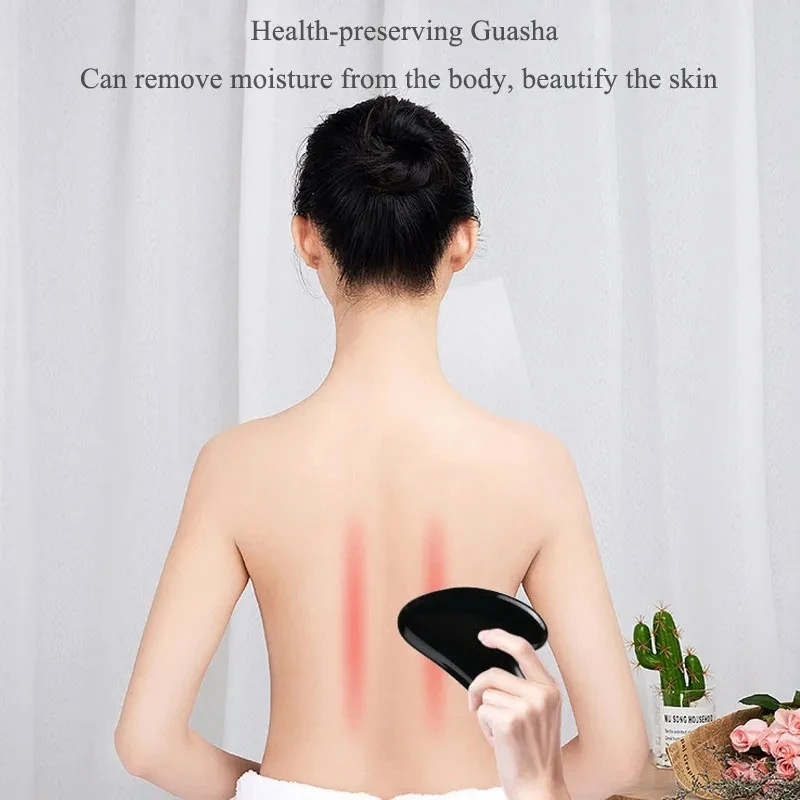 Natural Obsidian Stone Facial Gua Sha Gouache Scraper Tool SPA Massager Acupuncture Facial Beauty Skin Care Fades Wrinkles Spots