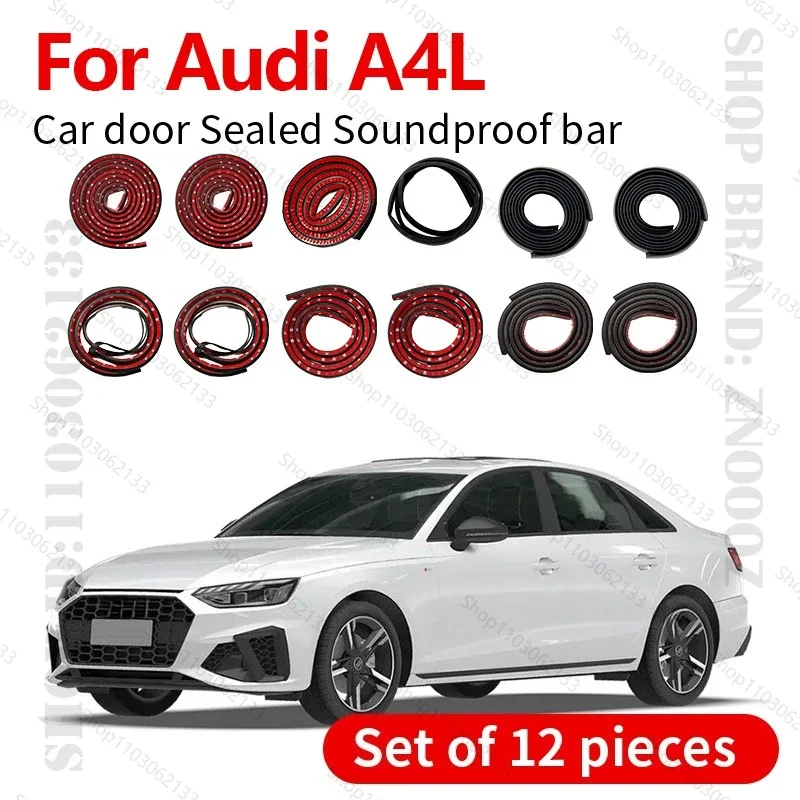 Car Door Seal Strip Rubber Double Layer Sealing Protector Soundproof Strip Dustproof Seal Strip 12PCS Set For 2008-2025 Audi A4L