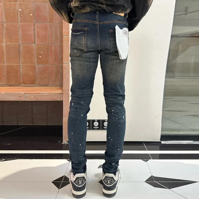 Designer Fashion New Men's Jeans Stretch Slimming Retro Blue Jeans High Street Hip Hop Brand High Quality Pants Hombre