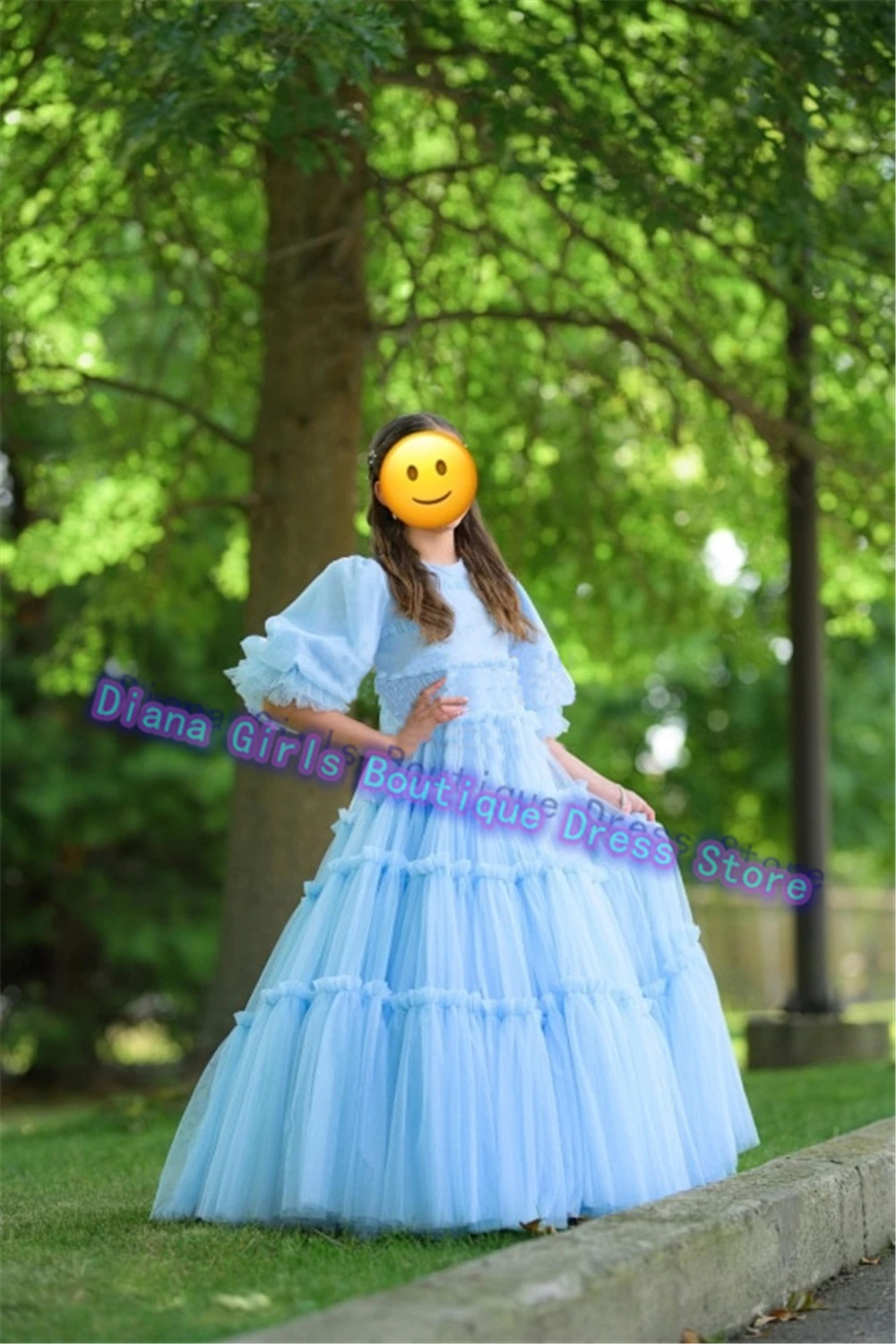 Elegant Blue Flower Girl Dress Quality Layered Tulle Fluffy for Wedding Ball Ruffles Floral Toddler Pageant Birthday Party Gowns image 3
