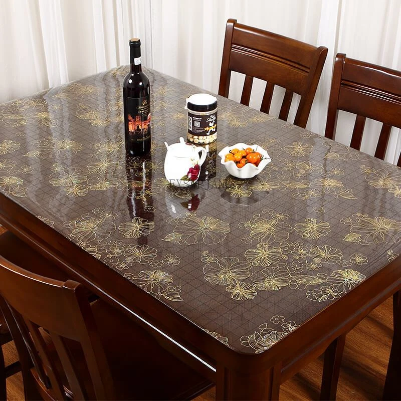 Soft Glass PVC Table Mat Waterproof And Oil-Proof Tablecloth No-Wash Coffee Table Mat Dining Table Cloth Desk Cover Protector