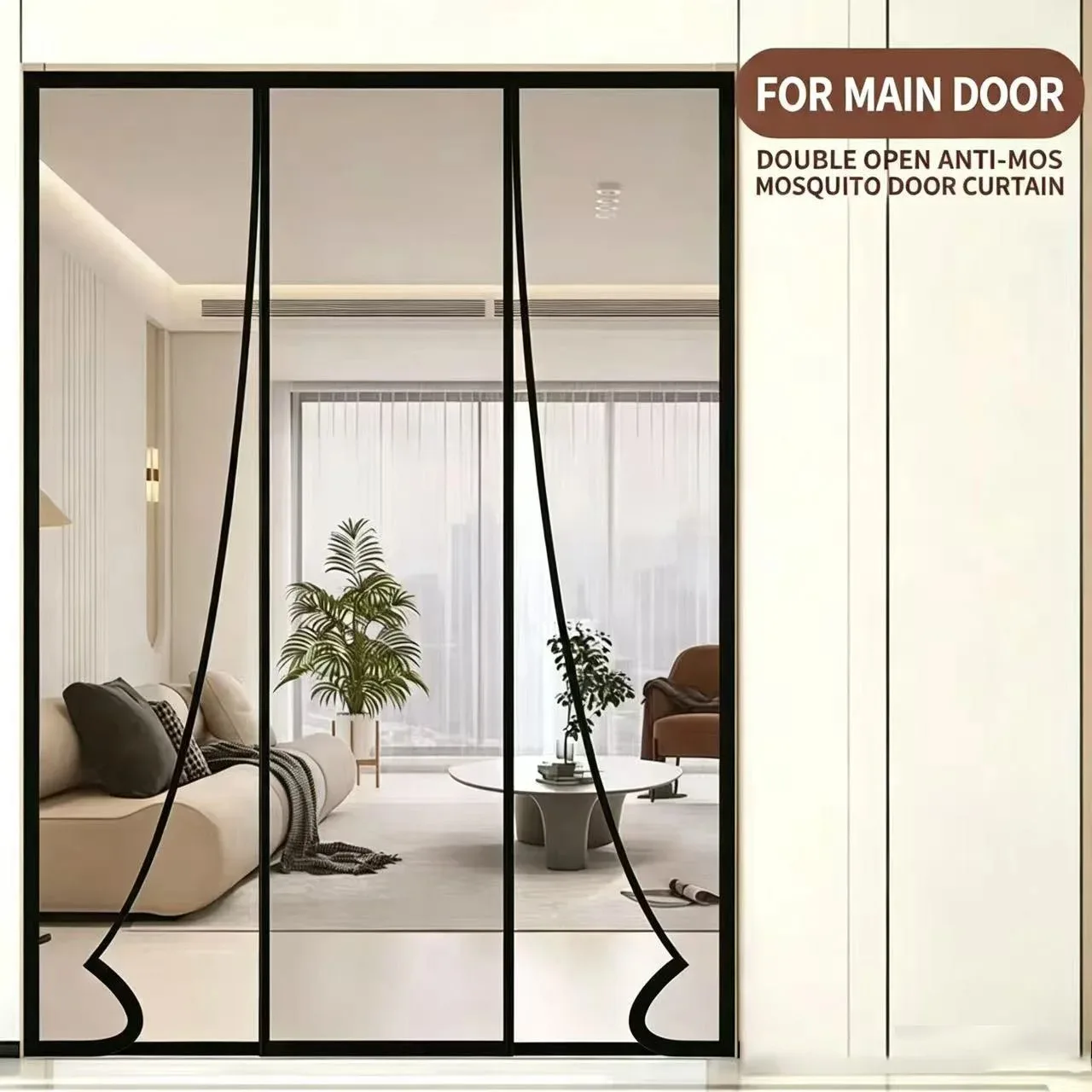 Oversized Double Magnetic Screen Door Anti Insect Mesh Curtain Auto Close for Garage Warehouse Industrial Gate