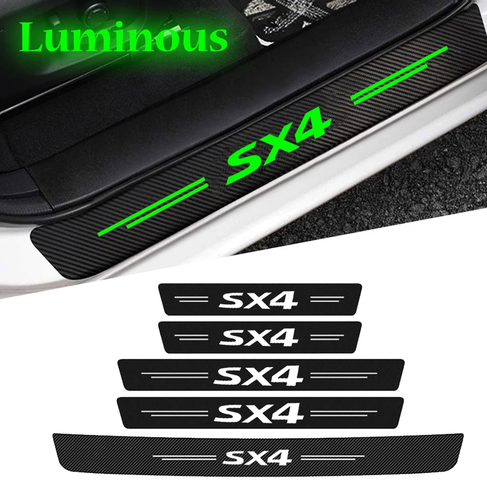 Fita luminosa do limiar do carro para Suzuki SX4, protetor do peitoril da porta, noite brilhante, peitoril do tronco, guarda-choques, anti scratch adesivos