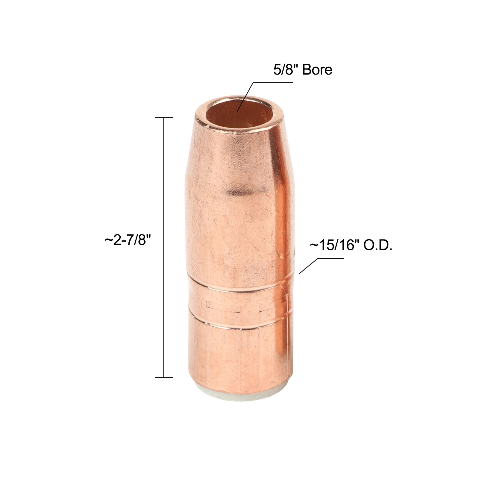 Set of 2 Welding Nozzles 401662 58 Inch Bore Copper Material Compatible with Tregaskiss TOUGH LOCK for mig Welding