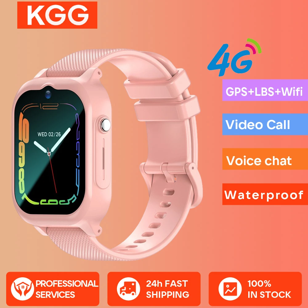 KGG 4G Kids Smart Watch Video Call SOS Call Back Monitor GPS Tracker Location Phone Watch Child Smartwatch Boys Girls Gifts