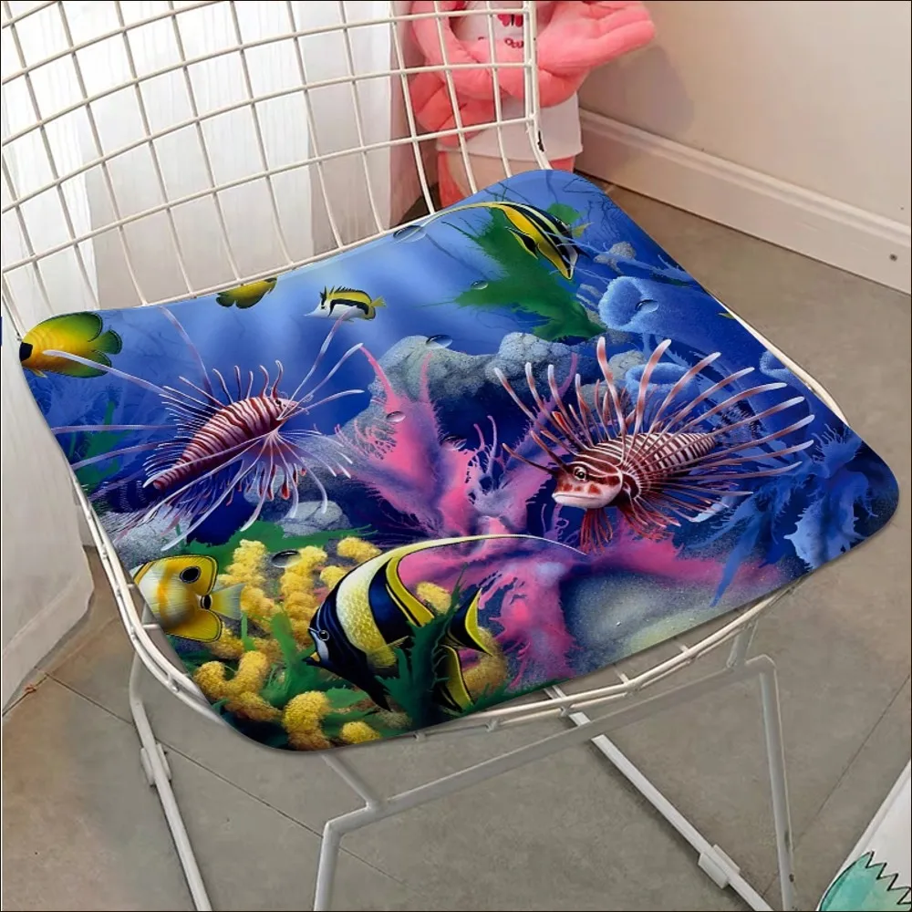 Fish Ocean Scenery Cushion Mat Modern Minimalist Style Sofa Mat Dining Room Table Chair Cushions Unisex Fashion Anti-slip