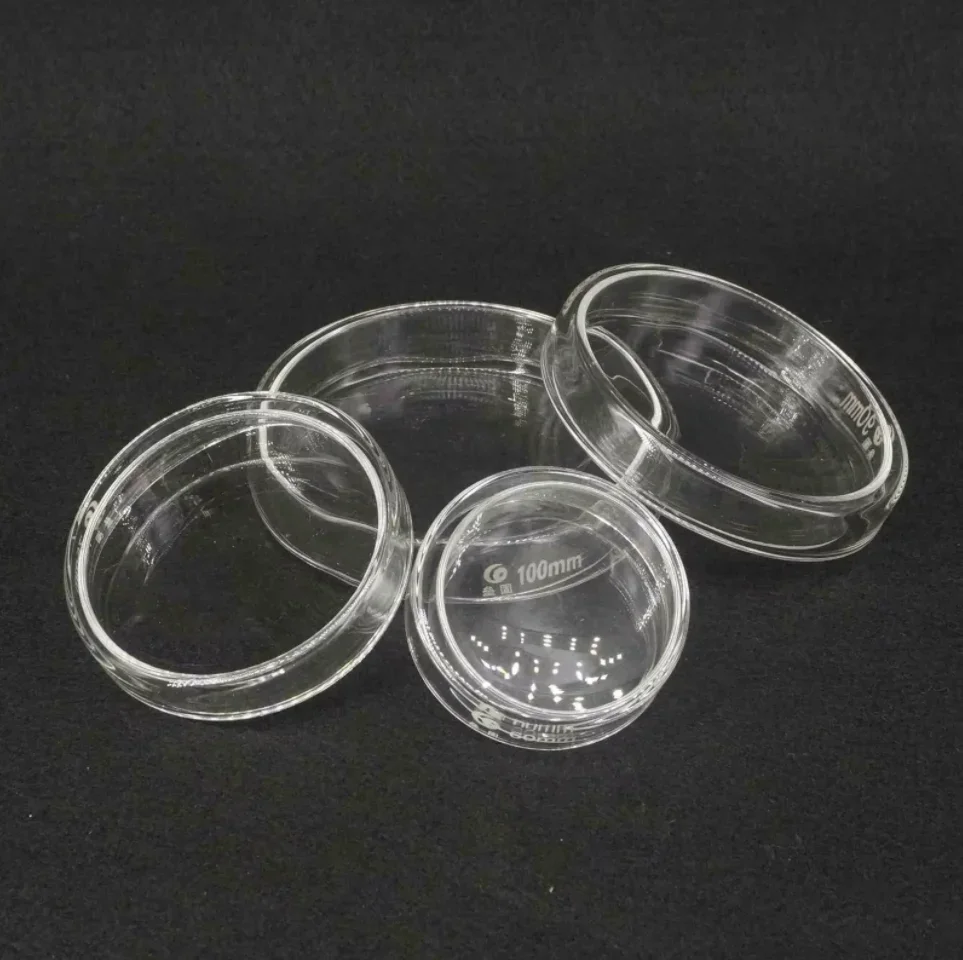 60/75/90/100/120/150/180/200 مللي متر مع أغطية مختبر الخميرة البكتيرية البورسليكات الزجاج طبق ثقافة بيتري
