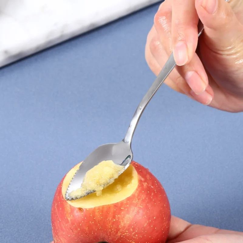 Cuchara de borde dentado de acero inoxidable para el hogar, helado de pomelo, postre, fruta, café, cucharas de té agitadoras