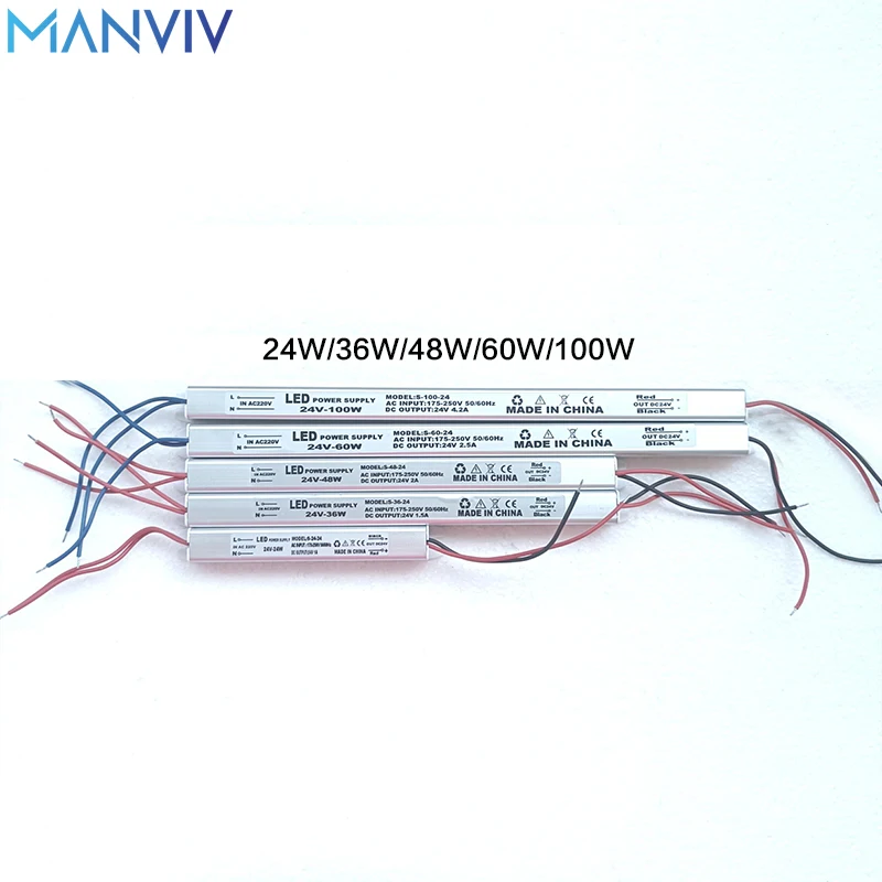 MANVIV 24W 36W 48W 60W 100W LED Driver Power Supply 175V to 250V Switching LED Driver Lighting Transformer For LED Light