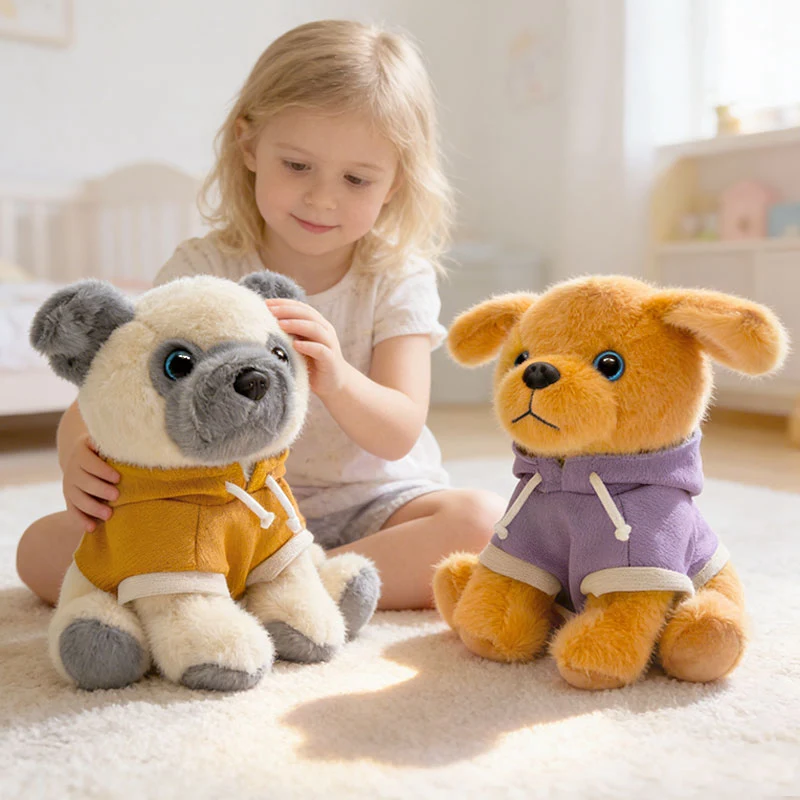 

Cute Simulation The Puppy Putting on Clothes Plush Toys Soft Lovely Stuffed Animals Dog Baby Accompany Dolls for Kids Girls Gift