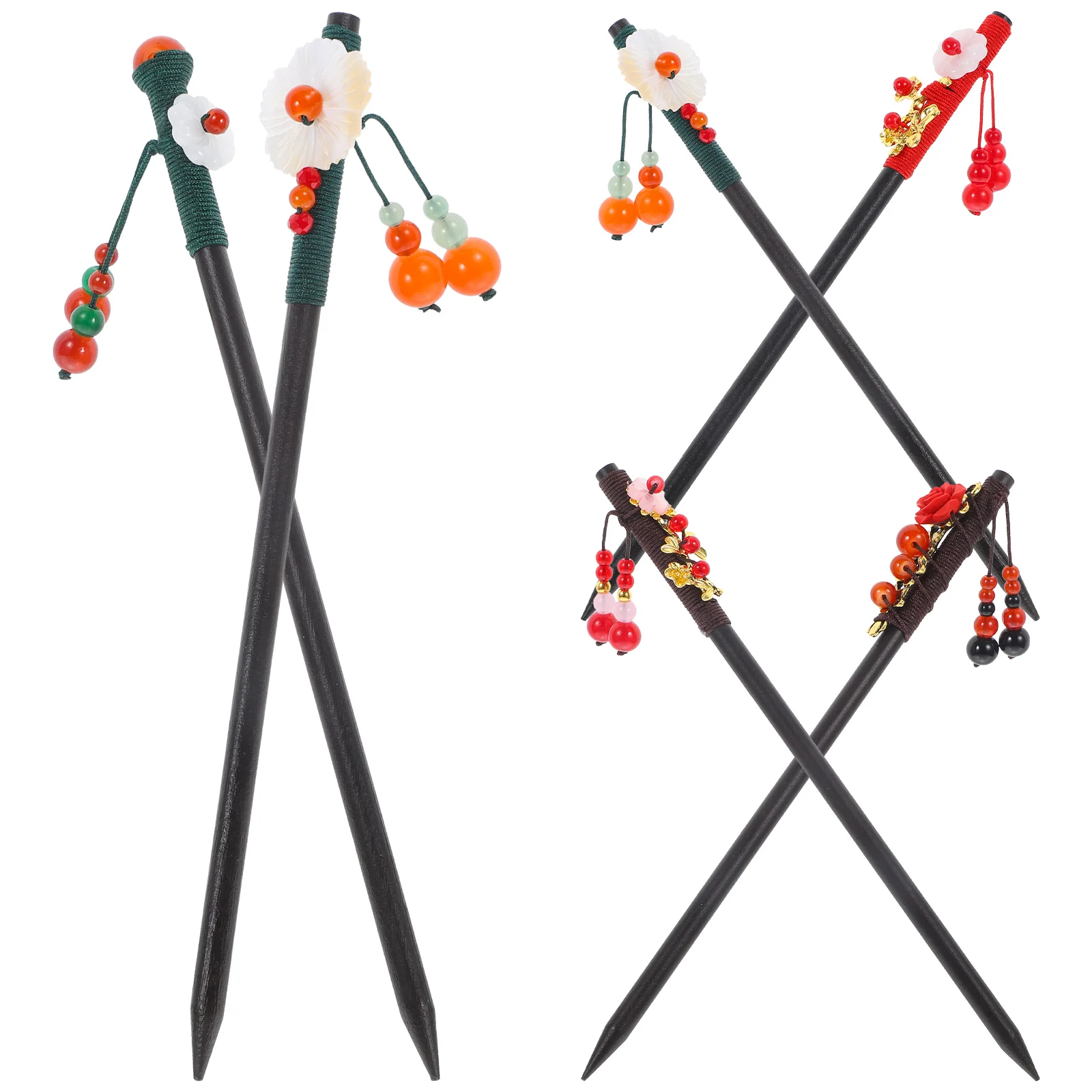 6 Pcs Wooden Hairpin Tassel Step Rocking Style 6pcs Chopstick Chopsticks for Women Vintage Bridal Accessories