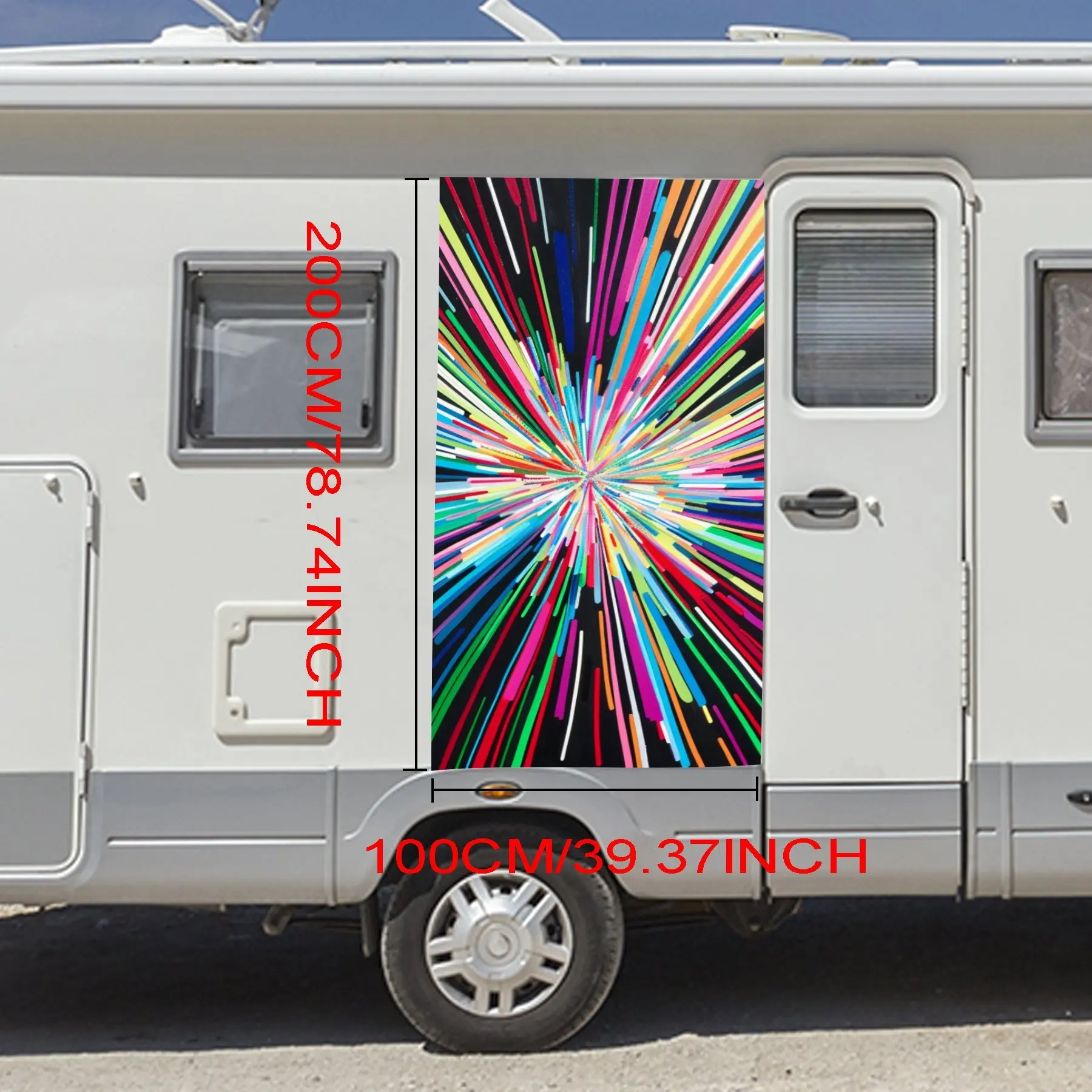Radiant Color Lines Car Sticker,Vinyl decal on the side of the motor home, waterproof self-adhesive vinyl sticker on the side of