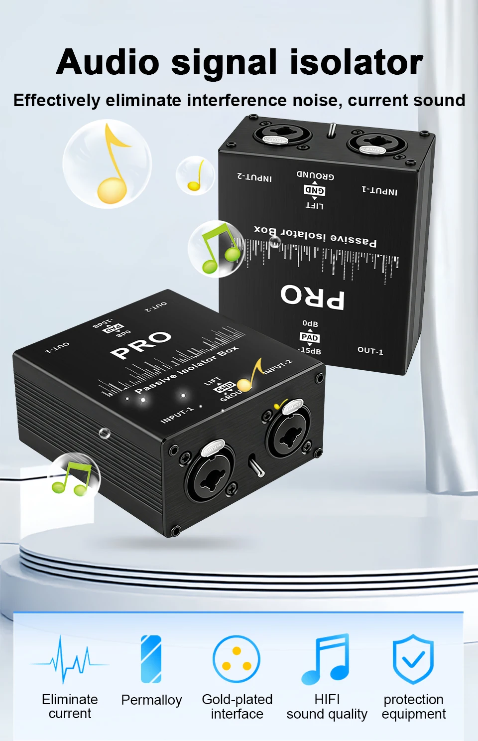 TITAK XLR Erdungsfilter Permalloy Audio-Isolator Stromunterdrücker XLR 6,35mm für Mikrofonmischer Live-Soundkarte Gerät – Detail 1