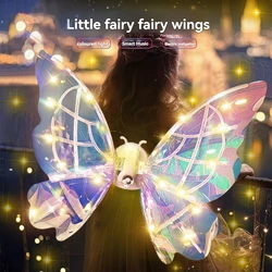 Fairy Electric Butterfly Wings Glowing Toy Angel Backpiece for Children's Girl Flower Fairy Birthday Gift