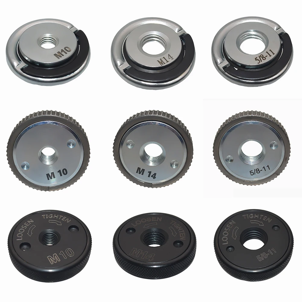 M10 M14 5/8inch -11 Thread Angle Grinder Self-Locking Pressing Plate Quick Release Angle Grinder Flange Nut Clamping Power Chuck