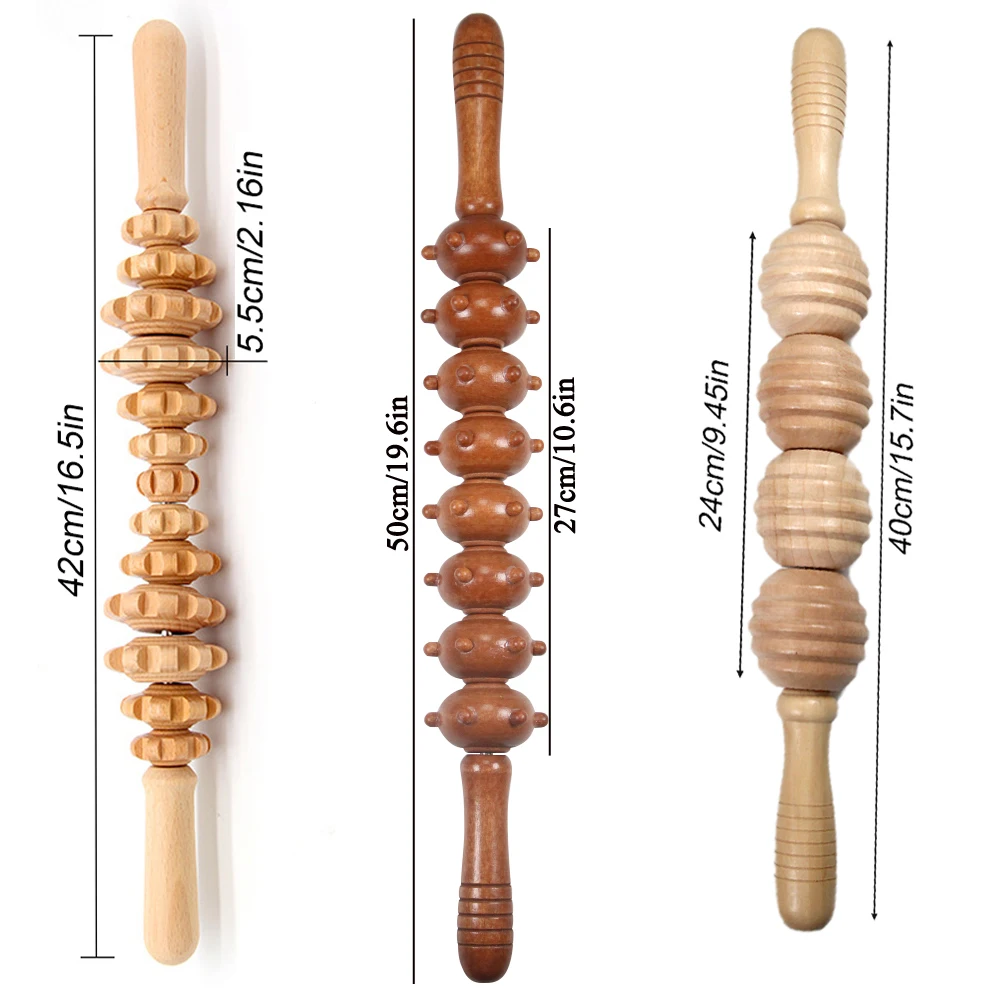 JOMMJO Wood Massager Roller Handheld Cellulite Blasters Massage Trigger Point Stick Body Therapy Massager Muscle Relief Tool