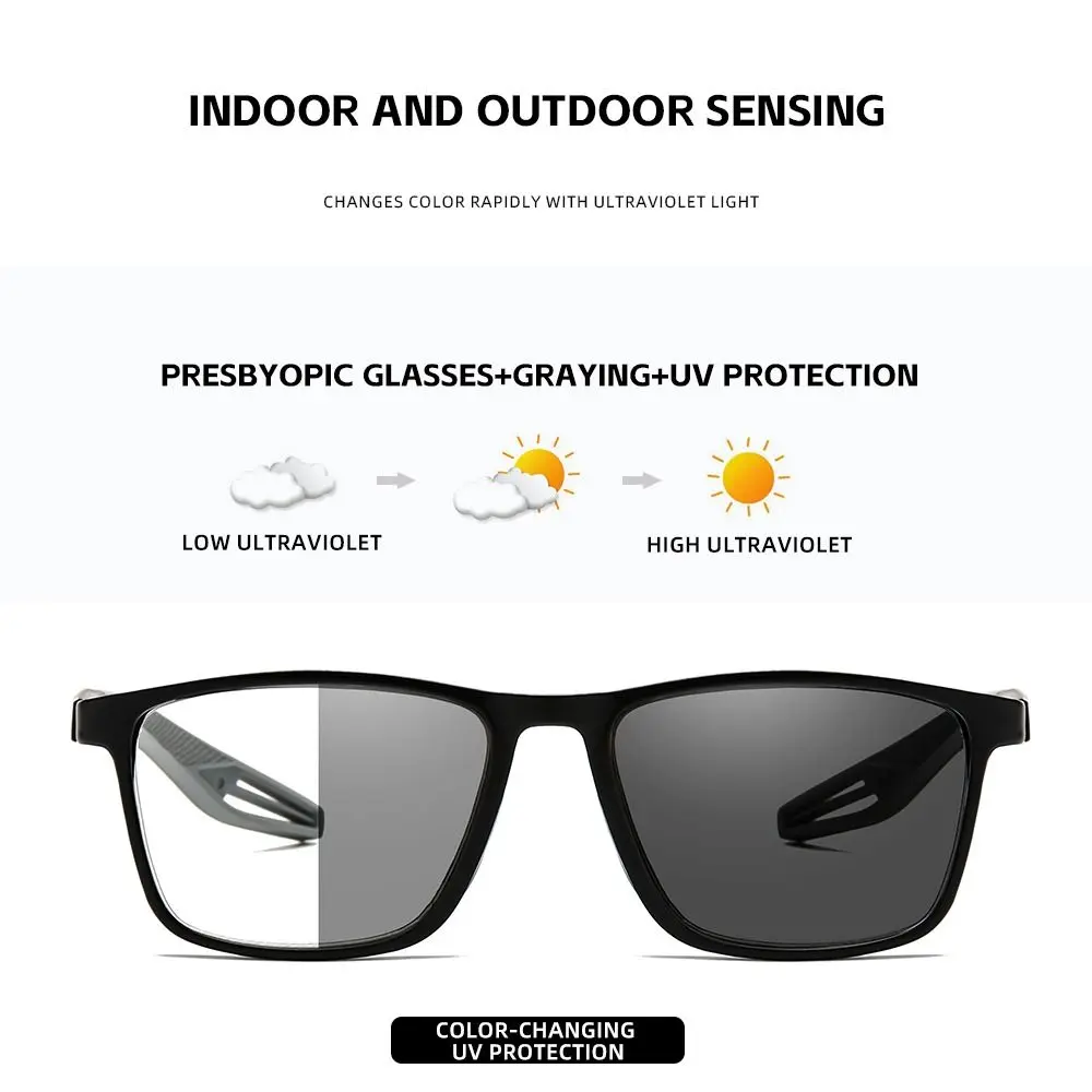 Photochromic Anti-Blue Light Reading Glasses Blue Ray Blocking Eye Protection Square Eyeglasses Sports Ultralight