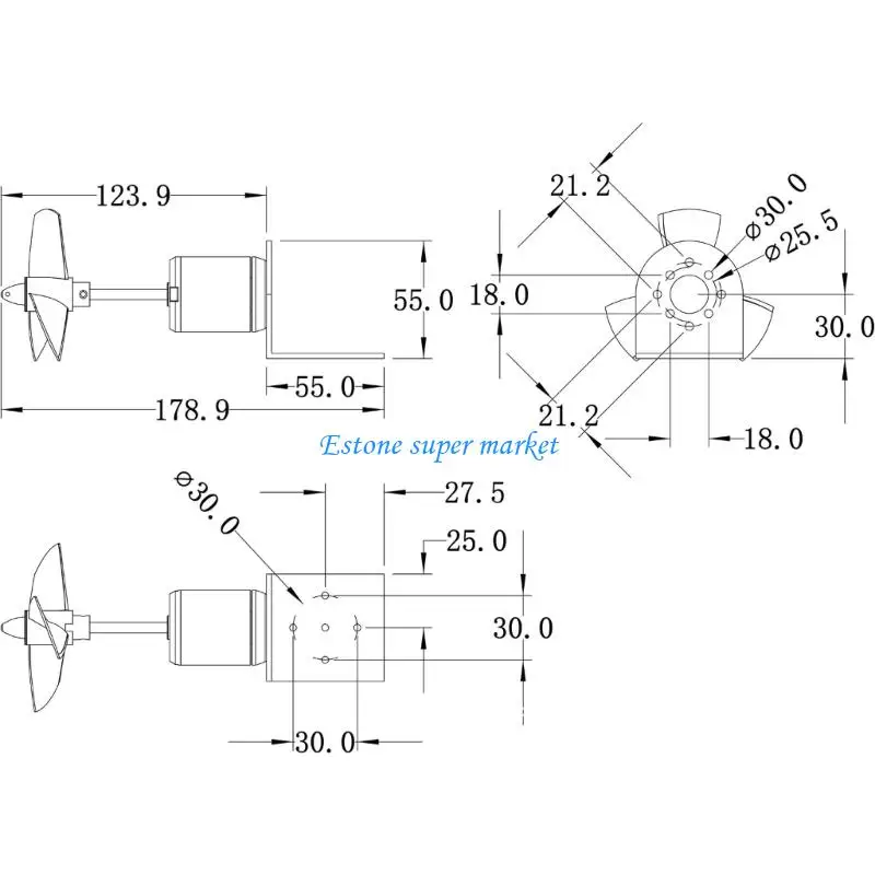 Estrutura impulso subaquático eficiente 090B para barcos e replicação fluxo, destacando buraco fechado e forte impulso