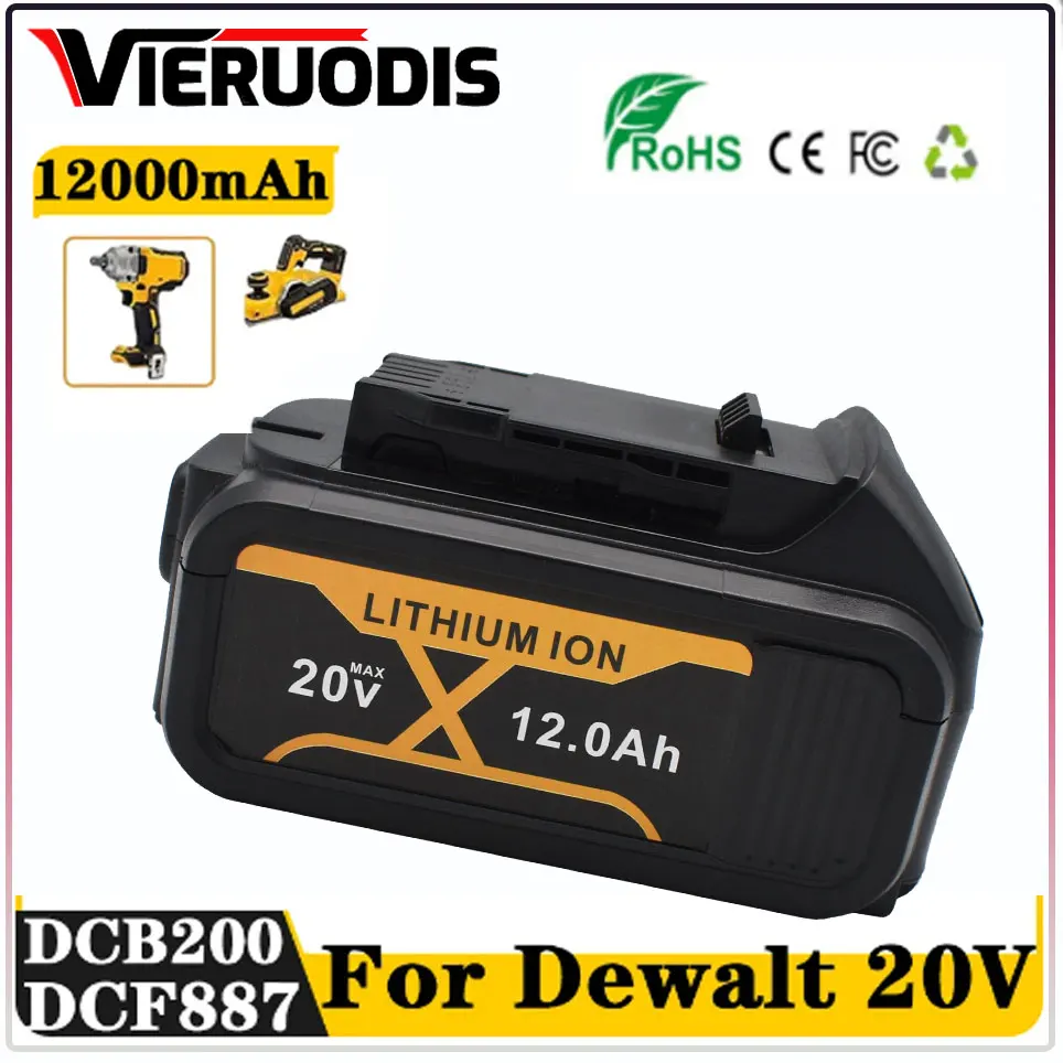 

2024 New 20V 12000mAh Max Battery Replacement Tool for DeWalt DCB184 DCB181 DCB182 DCB200 20V 5A 20 Volt 20V Battery + 3A Charge