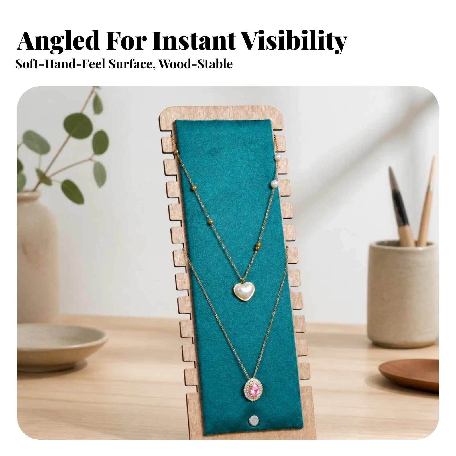 Necklace Display Stand Tabletop Wooden Necklace Display Stand Space-Saving Versatile for Retailers, Countertop, Market Stalls