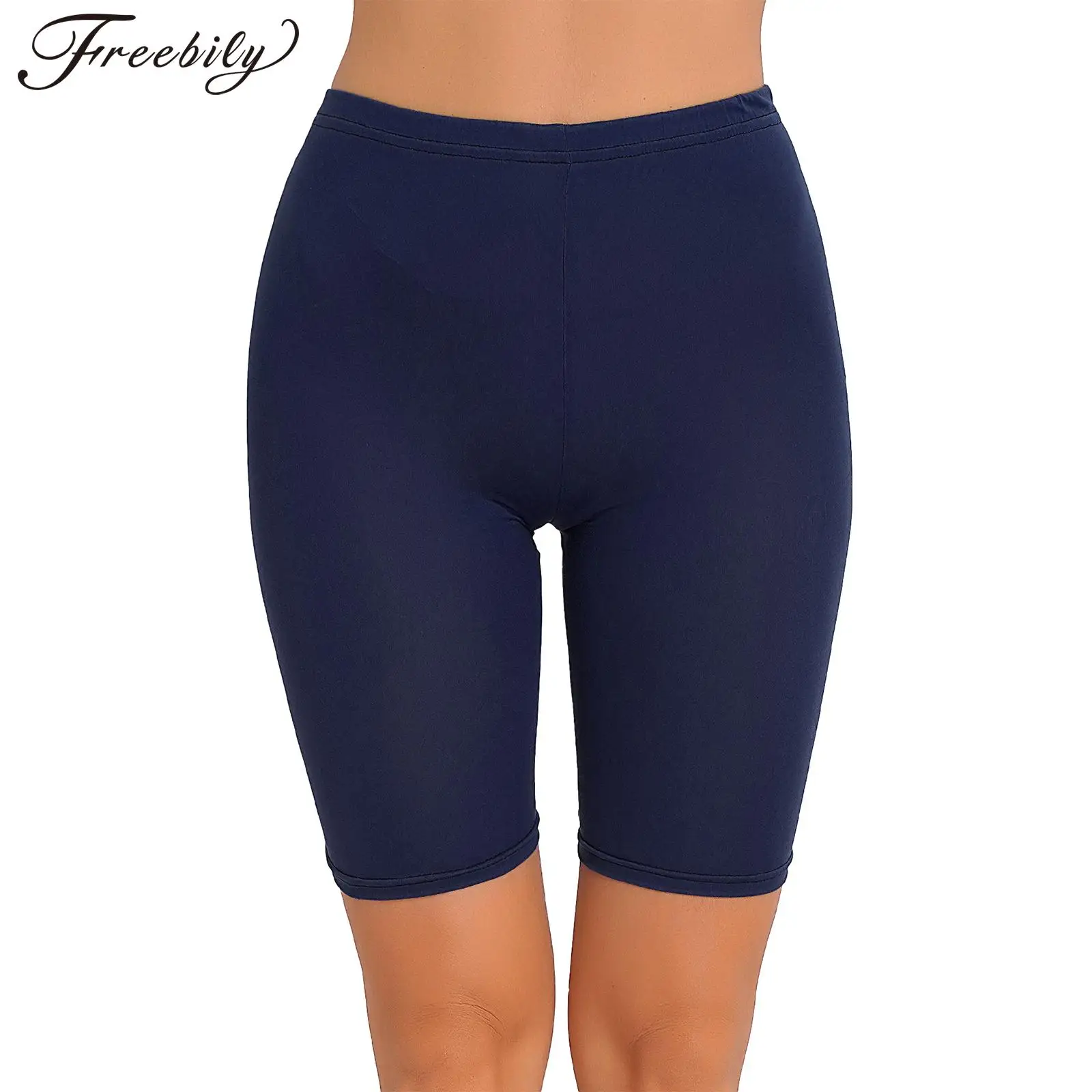 Pantaloncini da motociclista senza cuciture donna Fitness Casual vita alta moda estate Slim fondo al ginocchio pantaloncini da ciclismo neri