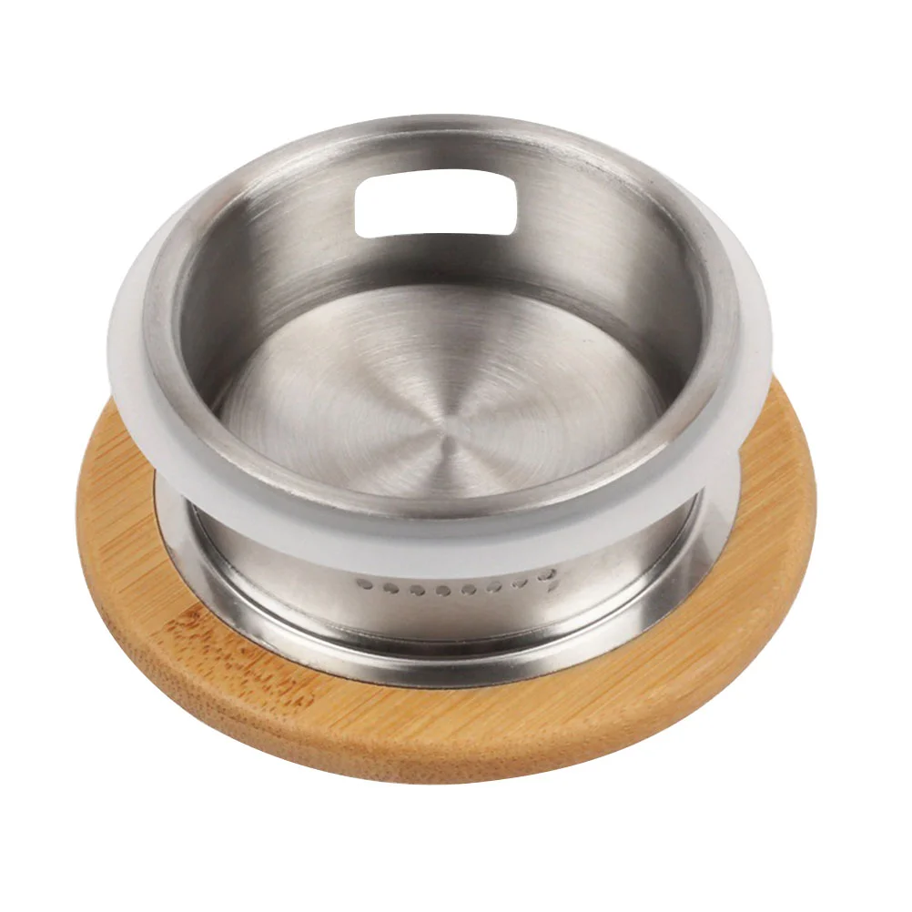 

Stainless Steel Bamboo Lid for Pitcher Water Bottle Silver Grade Material Double Outlet Filter Cover Lasting
