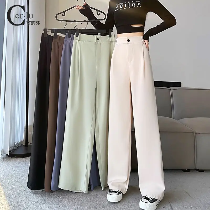 

Women Wide Leg Pants with Pockets Solid Color Relaxed Fit Casual Pants High Waist Straight Leg Trousers Office Wear Z11