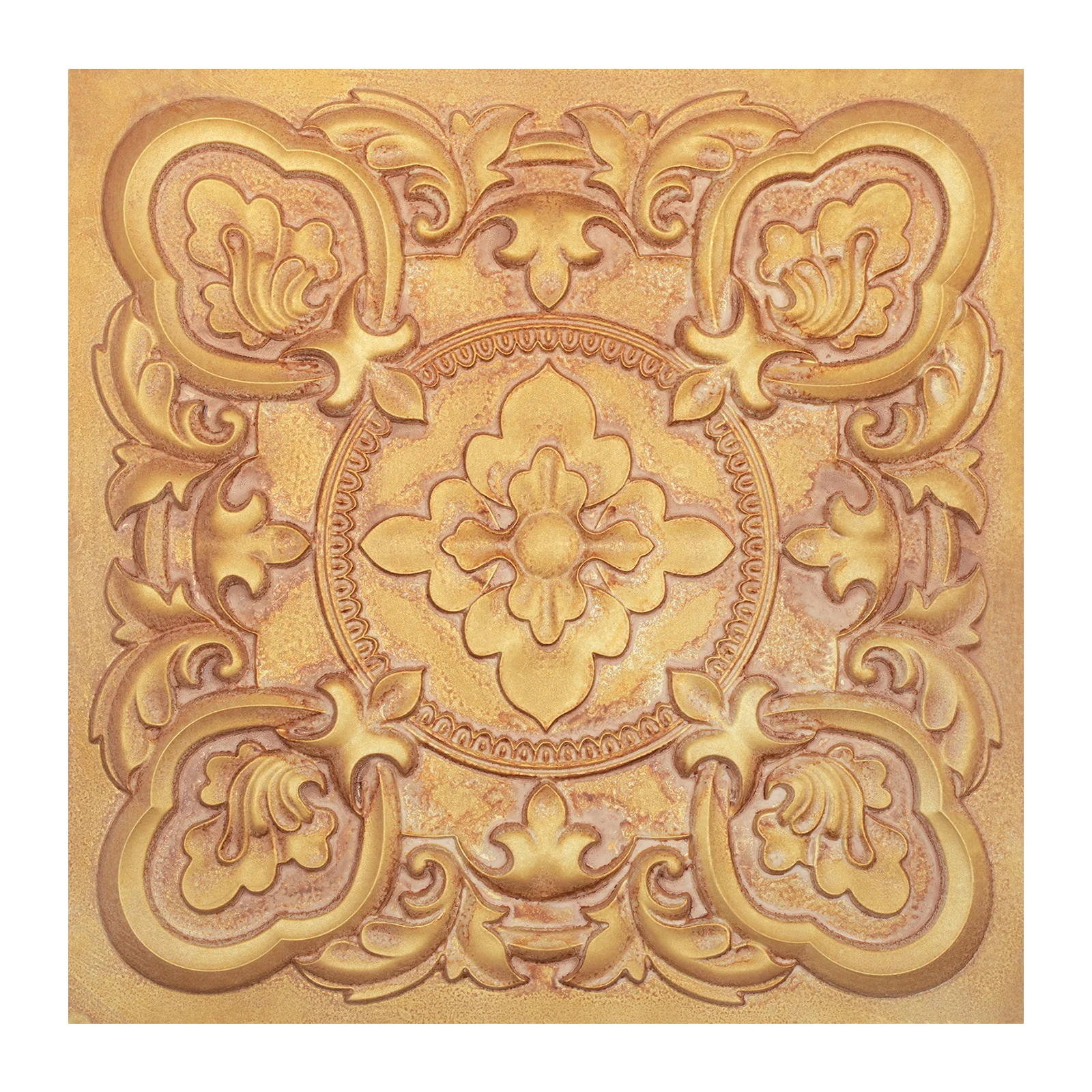 PVC Tin Ceiling Tiles Faux Tin Painting Panel Decorative Wall Panels for Hotel Store 10pcs PL30 Vintage brown gold PAINTSDECOR