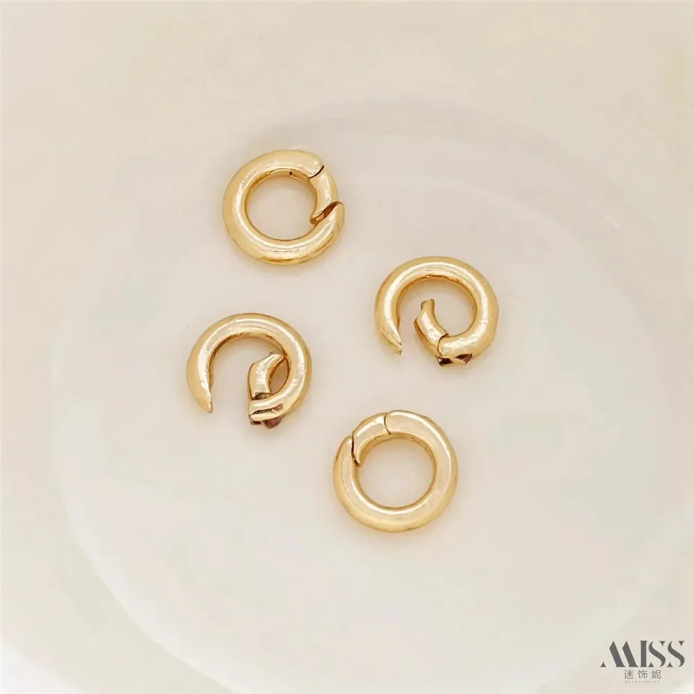 14K الذهب اللون جولة افتتاح حلقة مشبك على شكل حرف G، مشبك حلقة سوار DIY، قلادة، اتصال النهاية، اكسسوارات المجوهرات.