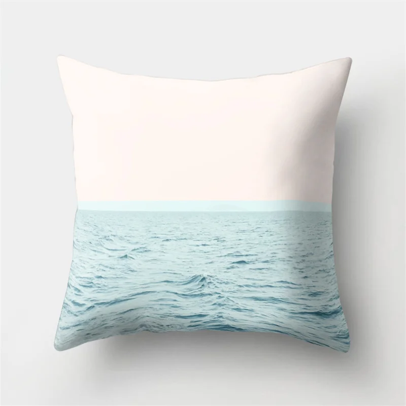 Blue Ocean Beach Landscape Square Pillow Case Home Living Room Sofa Decoration Waist Cushion Holding