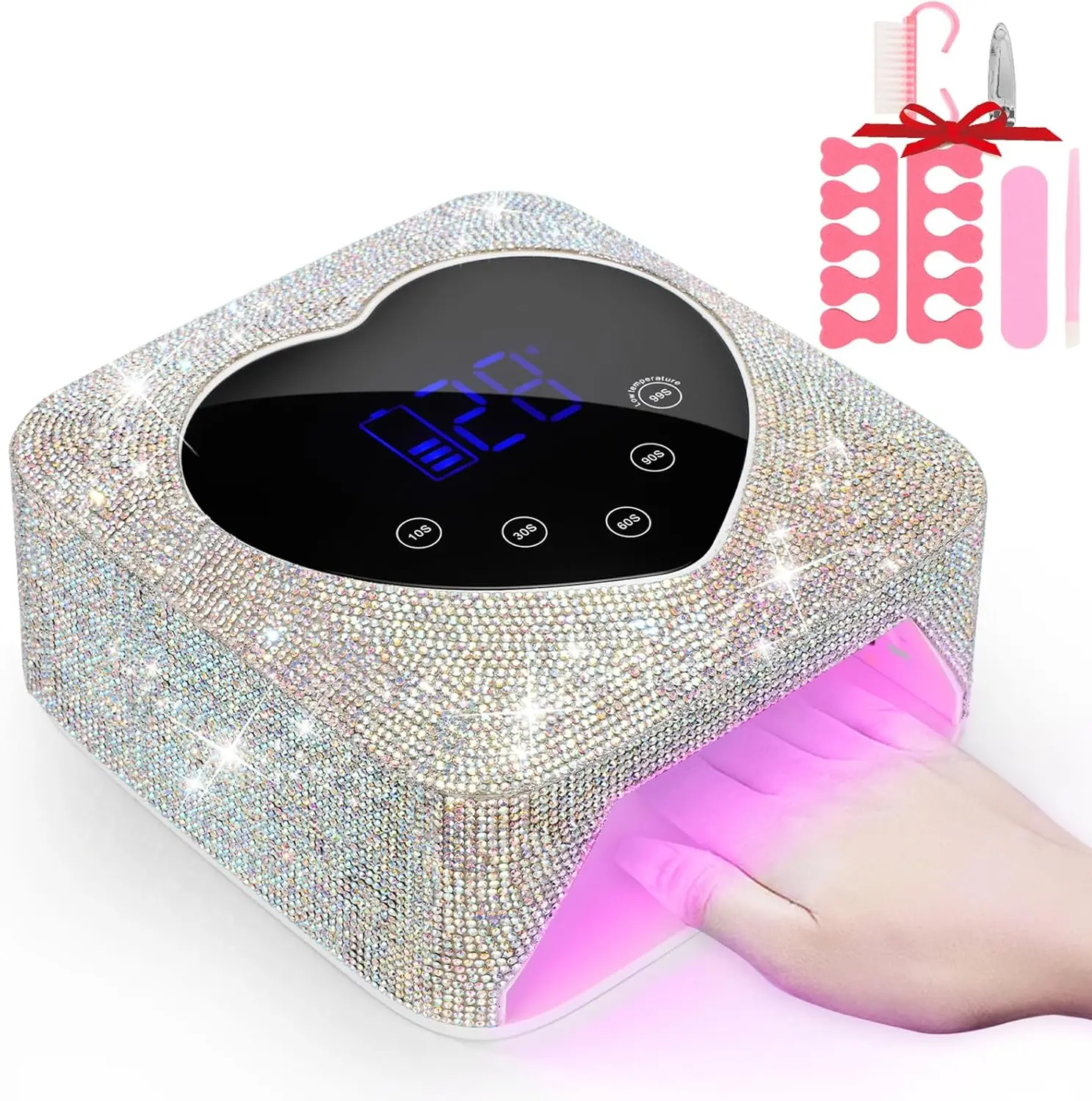 

72W Rechargeable Cordless UV LED Nail Lamp with Auto Sensor, Fast Curing for Gel Nails, Includes 5 Timer & Manicure Kit
