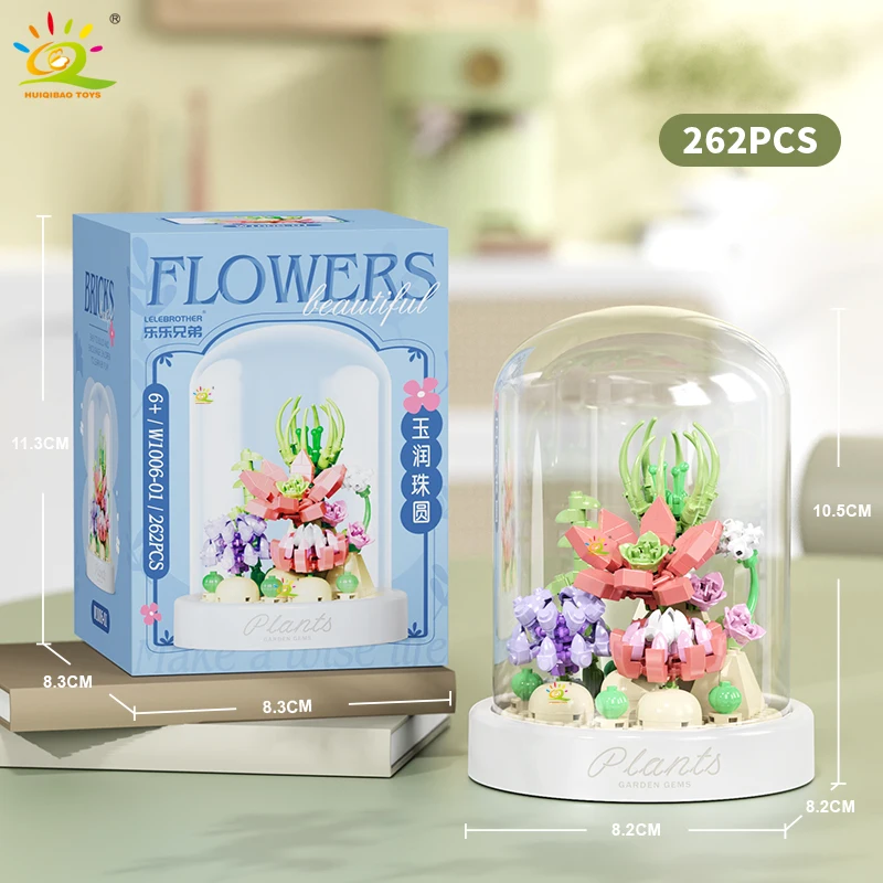 HUIQIBAO MOC Bloemendisplay Box Micro Bouwsteen MOC Mini Bloem Mini Diamant Model Baksteen Speelgoed voor Kinderen Bureau Decoratie - afbeelding 1