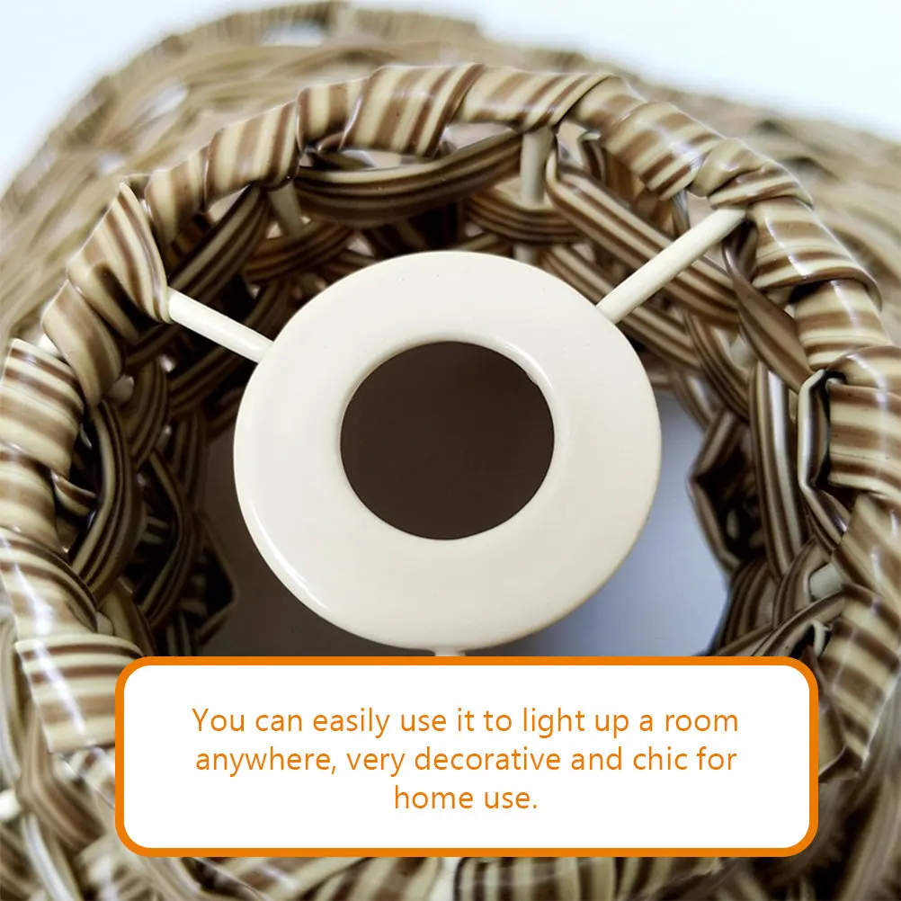 Vintage Imitation Rattan Woven Lampshade Pendant Light Shade Replacement Lamp Cover Decorative Rustic Lamp Shade for Restaurant