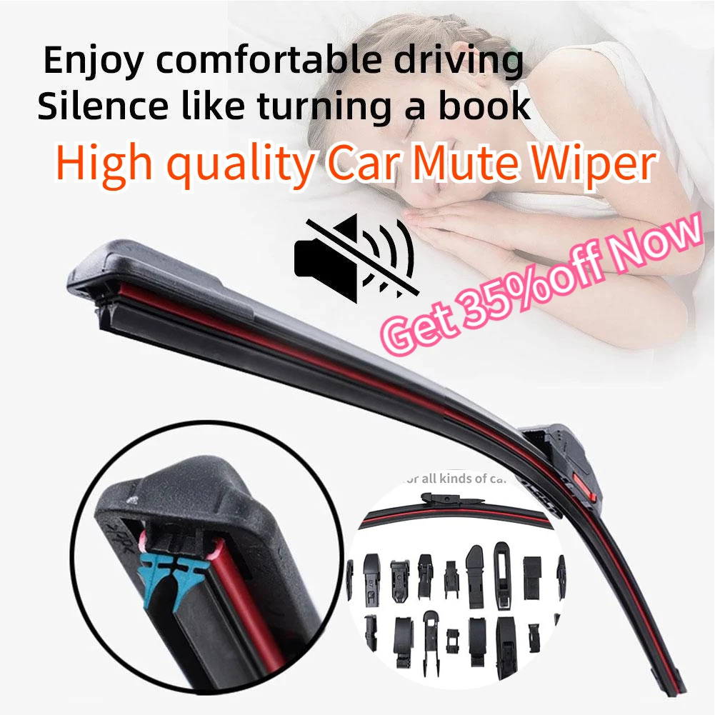 9 Sizes Universal Car Wiper Mute Car Front Windshield Wiper Soft Double Rubber Strip Windshield Windscreen Wipers Accessory