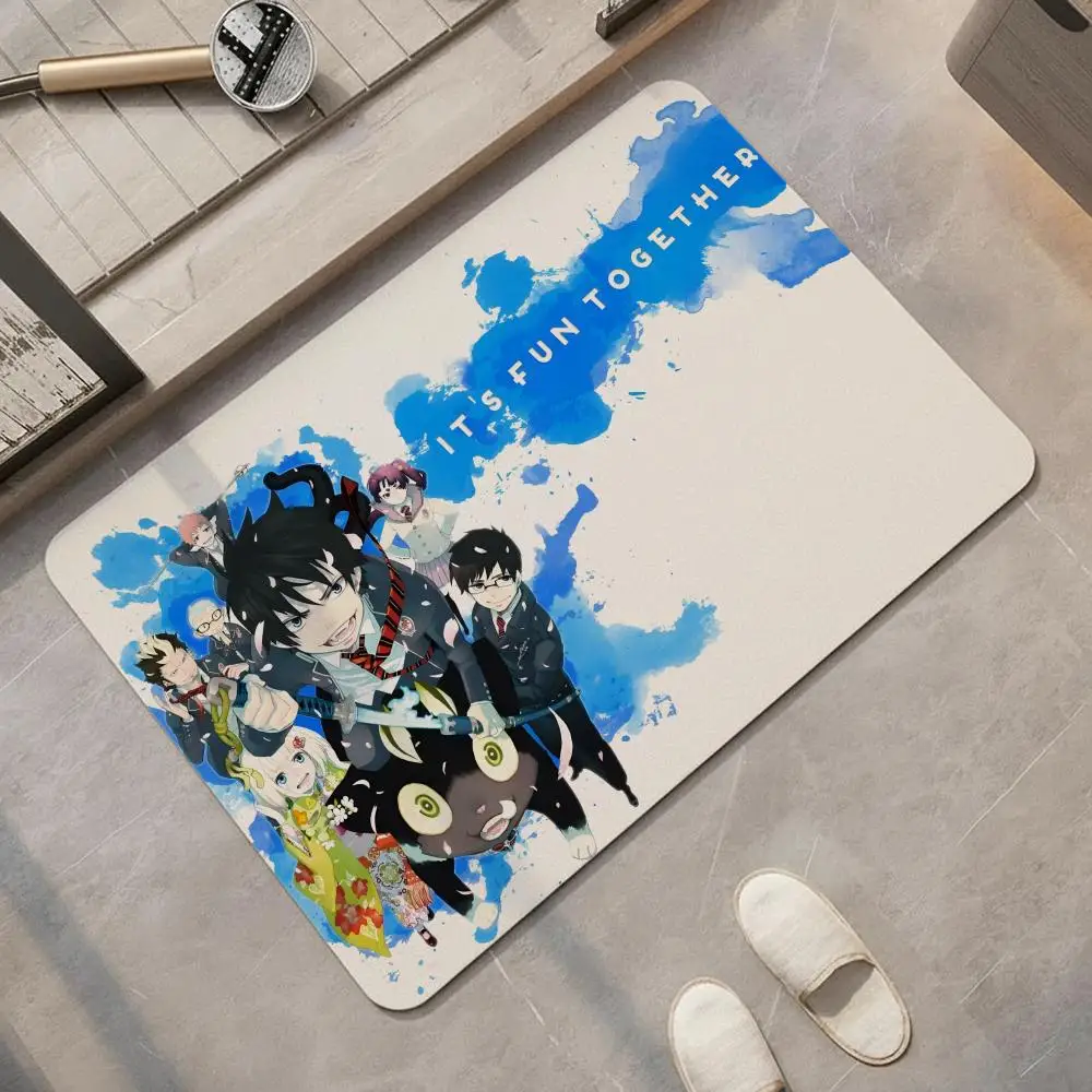 Anime B-Blue E-Exorcist Floor Mat Diatomite Bath Mat, Quick Dry, Absorbent, Multi-Scene Mat