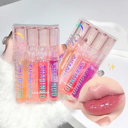 4Pcs/set Transparent Jelly Lip Gloss Water Light Moisturizing Glass Lip Oil Not Easy to Stick Cup Brightening Lipstick Set Box