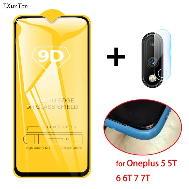 

9D Tempered Glass for OnePlus 9 9R 8T 7 7T 6 6T 5 5T Black Edge Screen Protector for Nord 2 N10 N100 CE 2 Lite Camera Lens Film