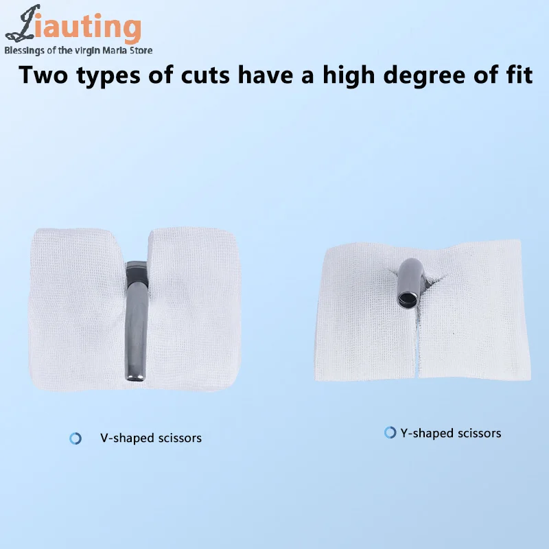 2pcs/bag Medical Gas Cutting Gauze Block Tracheotomy Patient Specific V-shaped Opening Disposable Sterile Degreasing