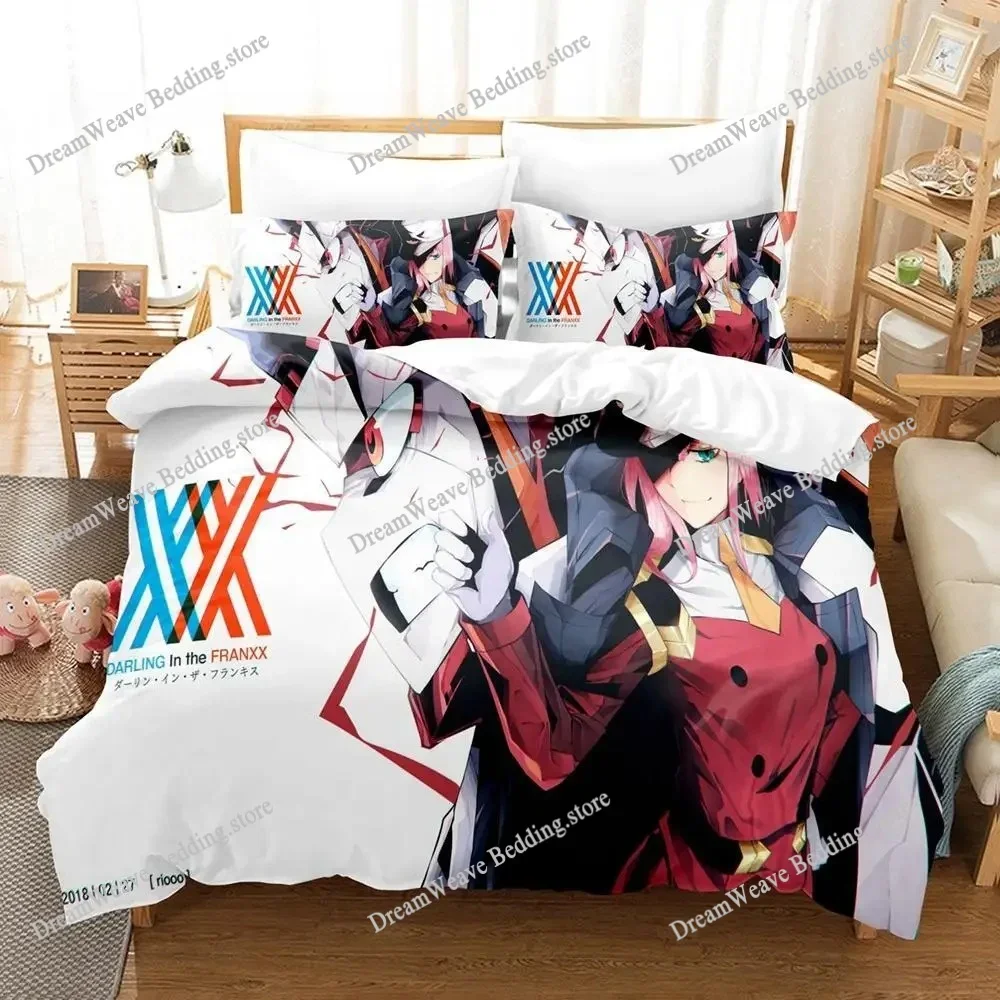 Zero Two DARLING in The FRANXX Cartoon Comforter Bedding Set,Duvet Cover Bed Set Quilt Cover Pillowcase,Queen Size Bedding Set96