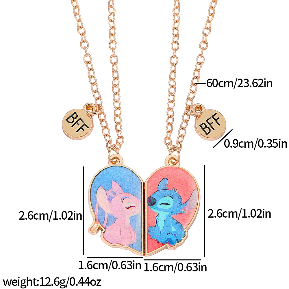 2 قطعة/المجموعة الملاك غرزة أفضل أصدقاء قلادة قلادة قابل للتعديل سلسلة زوجين مجوهرات BFF هدايا للنساء المدرسة #6
