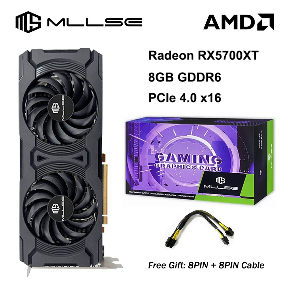 

MLLSE AMD Radeon RX5700XT Graphics Card, 8GB GDDR6 256 bit, PCIe 4.0 x16, Boost Clock 1905MHz 7 nm GPU, AAA Gaming Video Card 8K