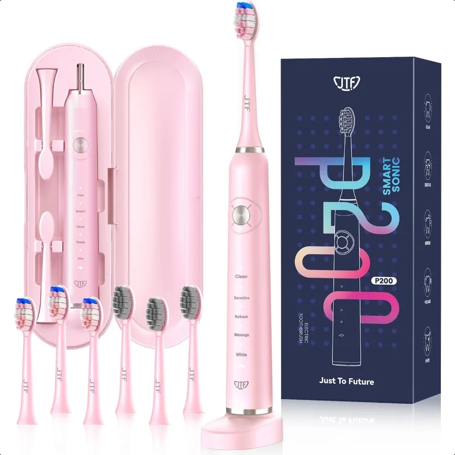 

Электрическая зубная щетка Sonic с дорожным футляром и 6 насадками для быстрой зарядки зубных щеток на 60 дней, длительный срок службы 5 режимов мощности