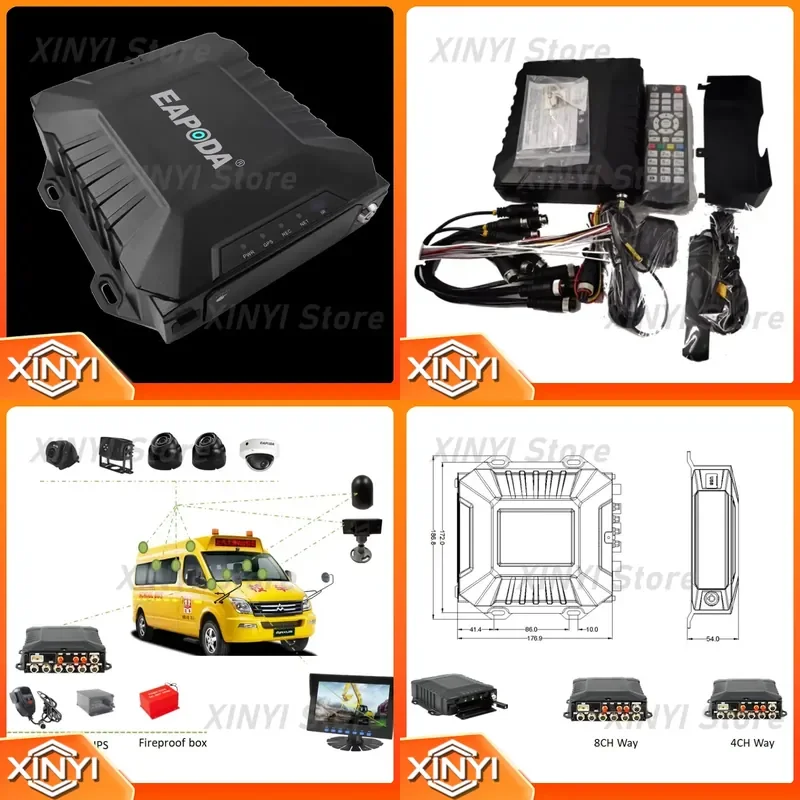 for 2024 4G 8CH WiFi GPS MDVR Kit Full HD Dash Cam with TF SD Card SIM Slot CCTV Black Box for Car Truck Bus Camera