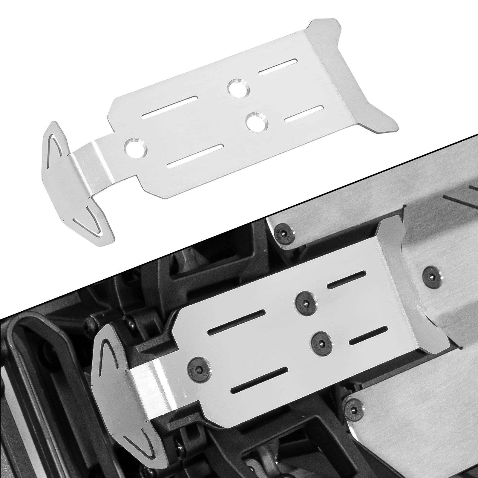 Kit de proteção do chassi da placa antiderrapante de aço inoxidável OKHL para 1/16 Traxxas Mini Maxx 107154-1 e Mini XRT 108076-1 Peças de atualização