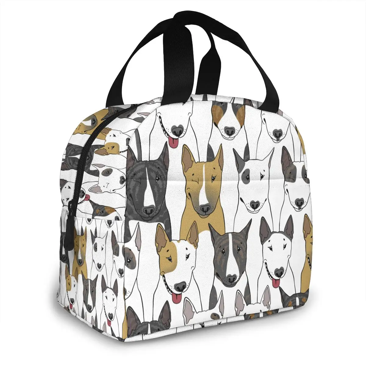 NOISYDESIGNS Bull Terrier Prints Thermal Food Picnic Bag Lunch Bags for Women Portable Insulated Warm Cooler Handbags Kids Men