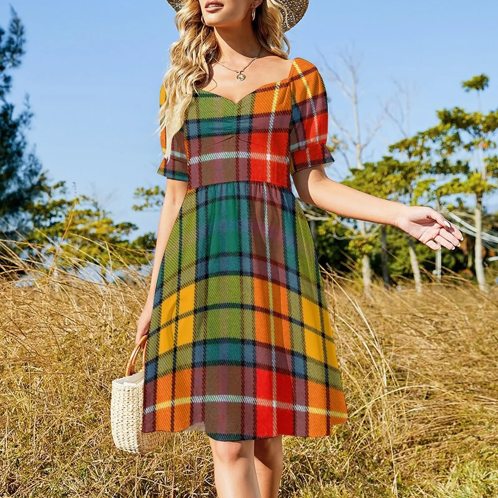 BUCHANAN ANCIENT LIGHT WEIGHT TARTAN Sleeveless Dress Aesthetic clothing women's dresses luxury