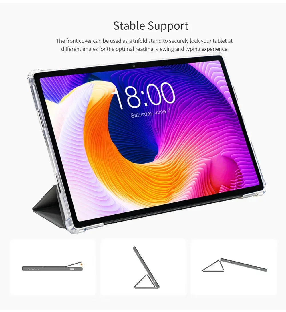 حافظة ذكية لهاتف Teclast T45HD 10.5 "2023 حافظة كمبيوتر لوحي قابلة للطي حافظة جلدية من البولي يوريثان لهاتف Teclast T45 HD غطاء ذكي من البولي يوريثان الناعم