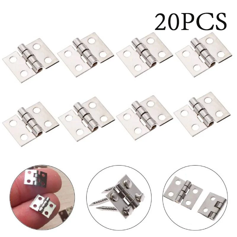 20PCS Mini Hinge Small Metal Hinges House Miniature Cabinet Wooden Box Cabinet Door Hinges Jewelry Box Home Hardware Decorative