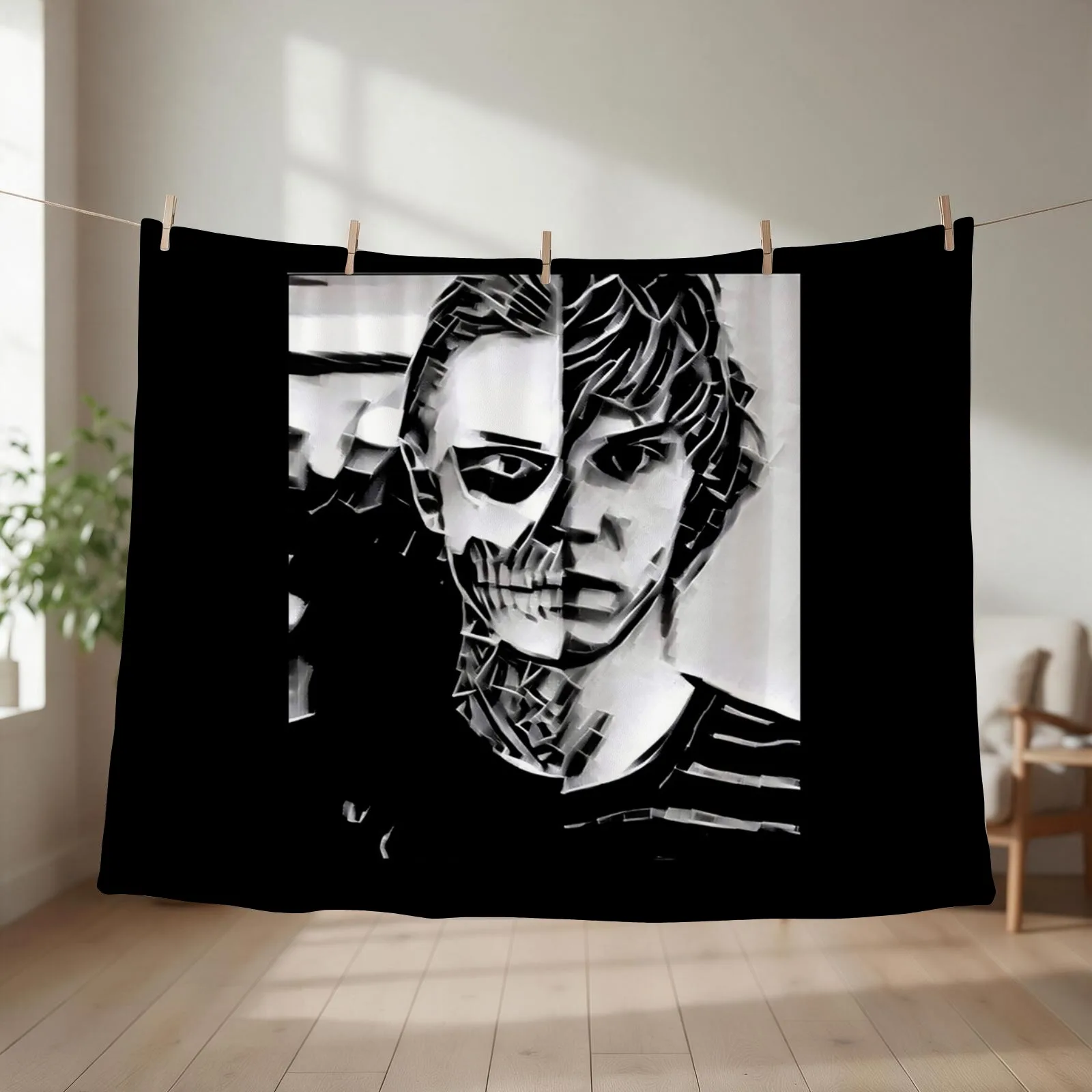 Tate Langdon Skull Designer Throw Blanket couch cozy soft plush fuzzy picnic outdoor blanket